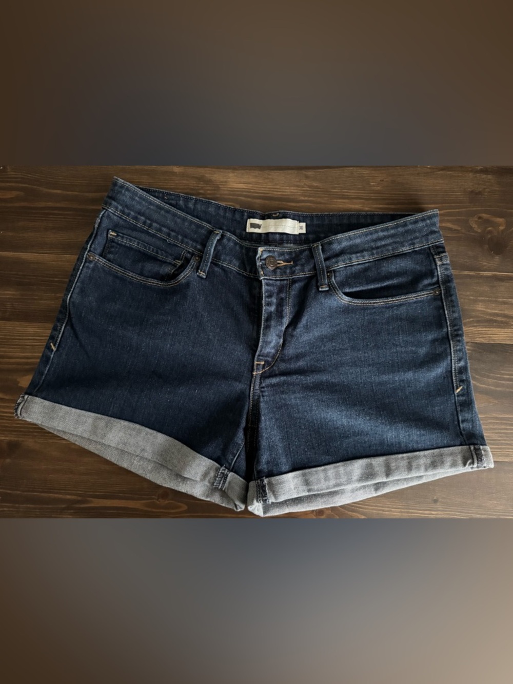 Levi’s Dark Blue Denim Roll-Cuff Women’s Shorts